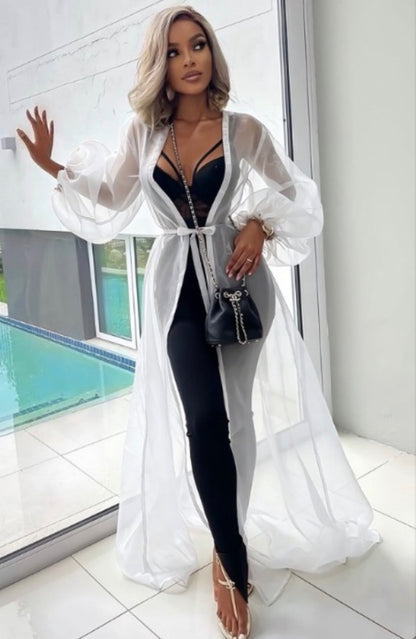 Ladies Floor Length Sheer Mesh Cardigan-Various Sizes & Colours