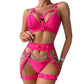 Lingerie Set For  Women Sexy Strappy Lingerie Underwear Bra Garter Set With Chain-Various Colours