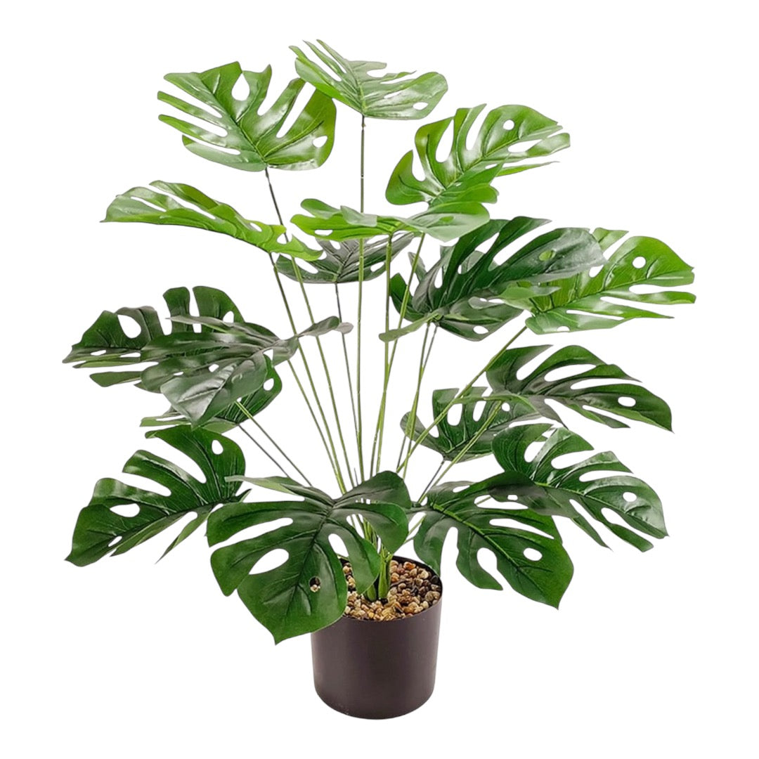 Artificial Monstera Plant Indoor, Artificial Tall Plant 18 Branches in Pot, Large Faux Monstera Plant Real Touch Green Fake Plants for Bedroom Office Garden Wedding Party Deco 1M
