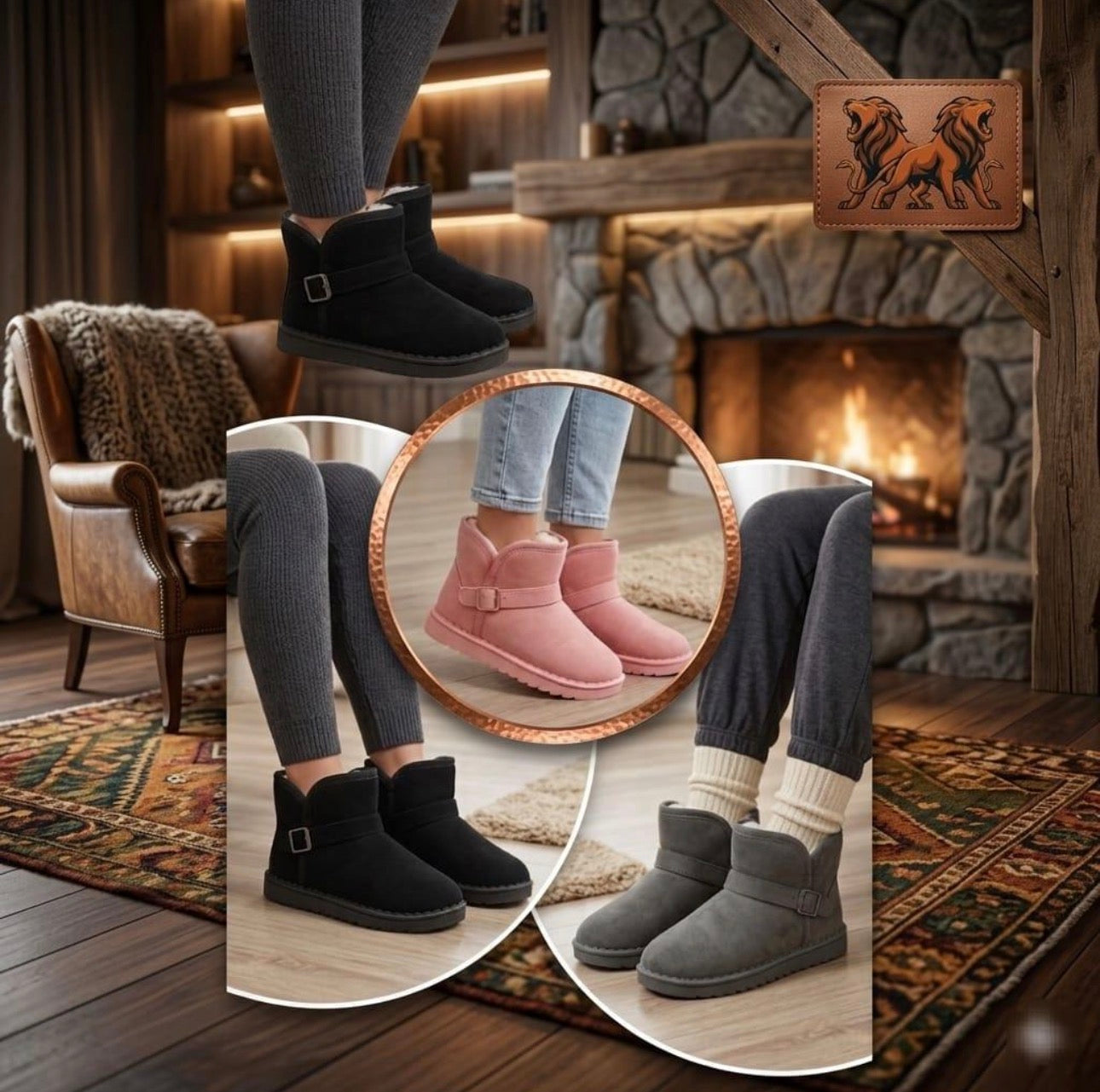 Kids Faux Suede Fur-Lined Ankle Boots-Various Colours