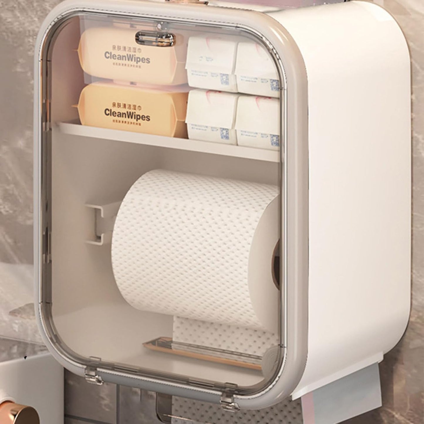 MHOME Wall Mounted Tissue Box Dispenser with Shelf & Drawer Holder