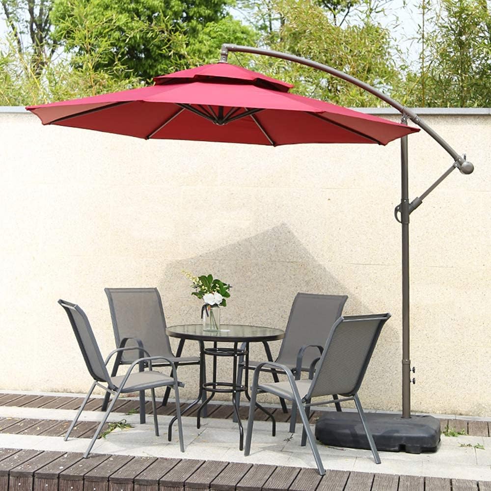 MHome Aluminium Cantilever Patio Umbrella With Base 3M– Outdoor Shade