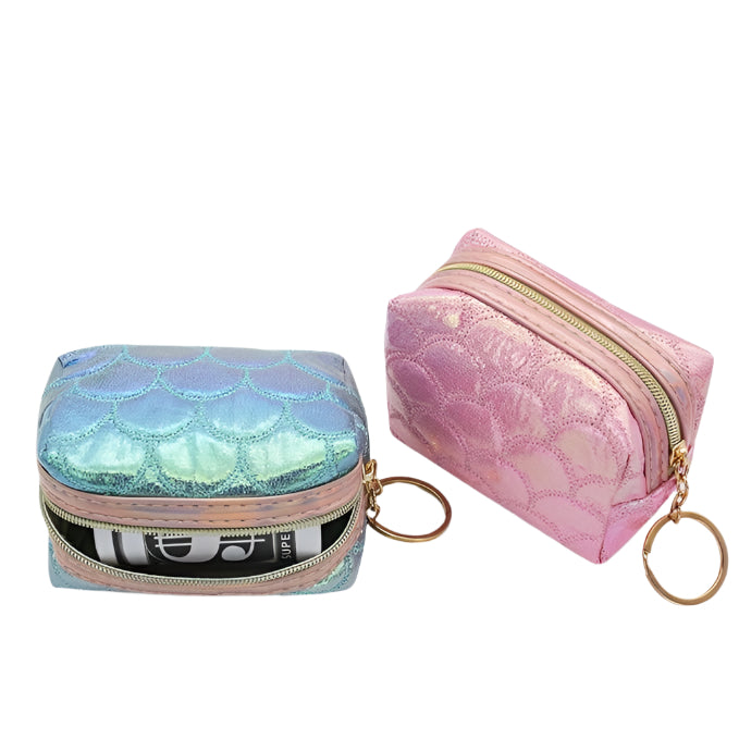 Portable Small Coin Bag Pouch with Zipper and Key Ring