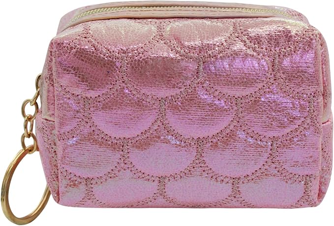 Portable Small Coin Bag Pouch with Zipper and Key Ring