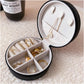 Travel Jewelry Case for Women – Small Round Faux Leather Organizer for Rings, Earrings & Necklaces