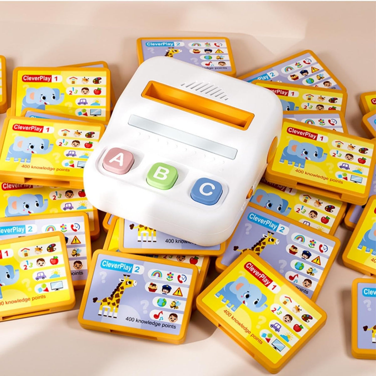 Clever Play Card Reader Learning Toy with A/B/C Quiz Buttons, Ages 3+