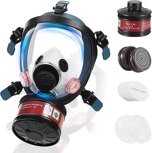 Full Face Respirator Mask with Filters – Anti-Fog, Reusable Gas Mask for Paint, Vapors, Dust