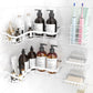 Mhome White 5-Piece Shower Organizer Set, No-Drill, Rustproof Corner Shelves