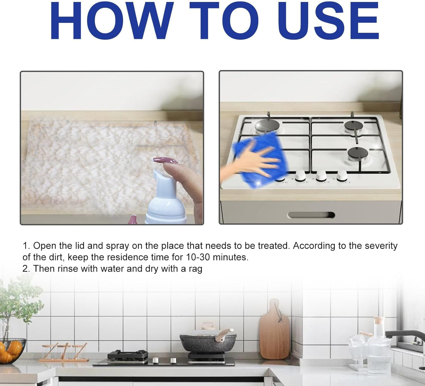 Japanese Kitchen Foam Cleaner Spray – Multi-Purpose Degreaser for Ovens, Hoods & Cookware, 30ml