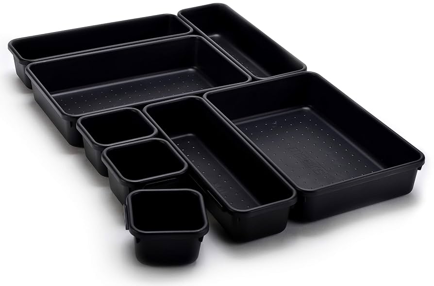 Mhome Interlocking Desk Drawer Organizer Set of 8 – Customizable Storage