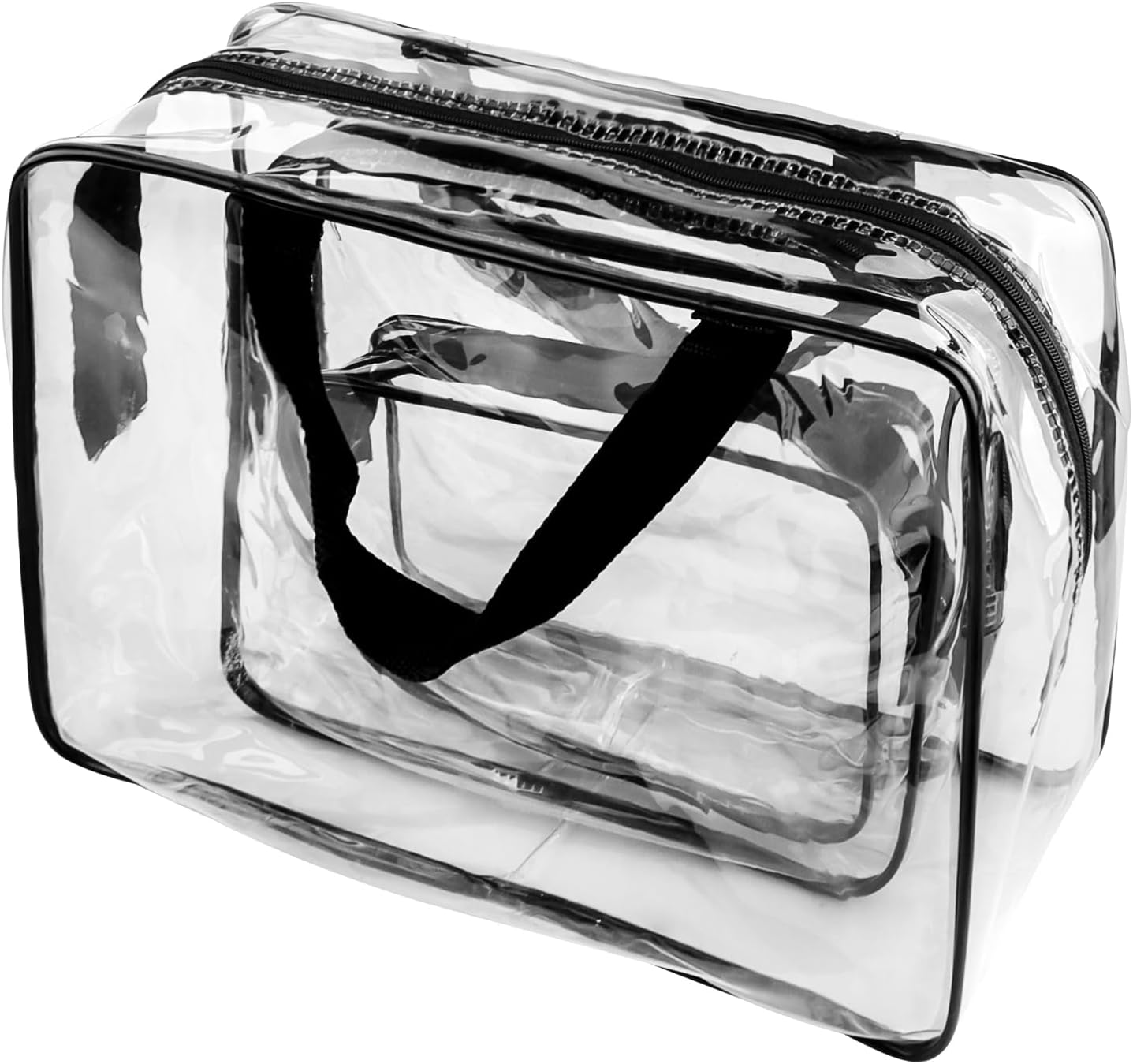Pack of 3 Transparent Travel Toiletry Bags – 1 Litre PVC Clear Cosmetic Bags for Liquids, Hand Luggage & Airport Security – Waterproof & Zippered