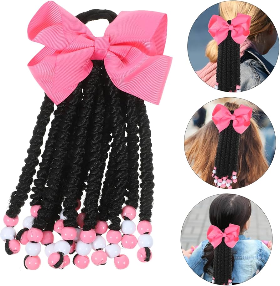 Braid Extension with Elastic Bowknot Tie Clip in Braids Hair