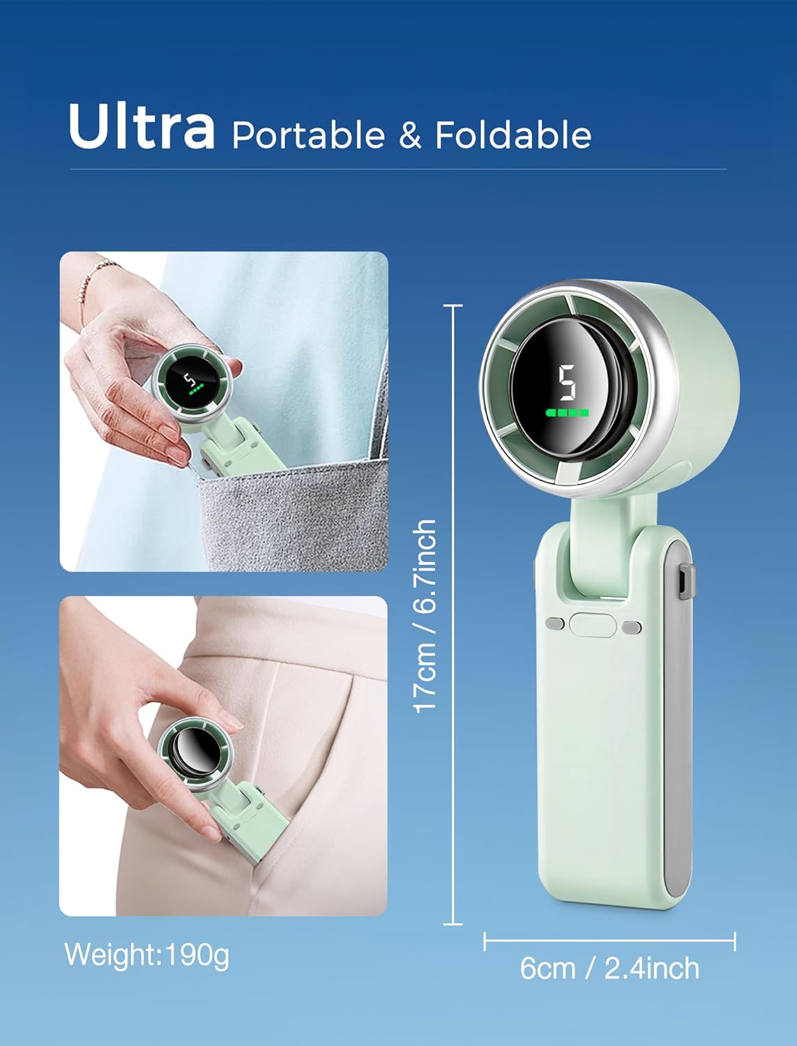 3-in-1 Mini Handheld Turbo Fan – Desk, Neck & Portable Cooling Fan (Rechargeable)