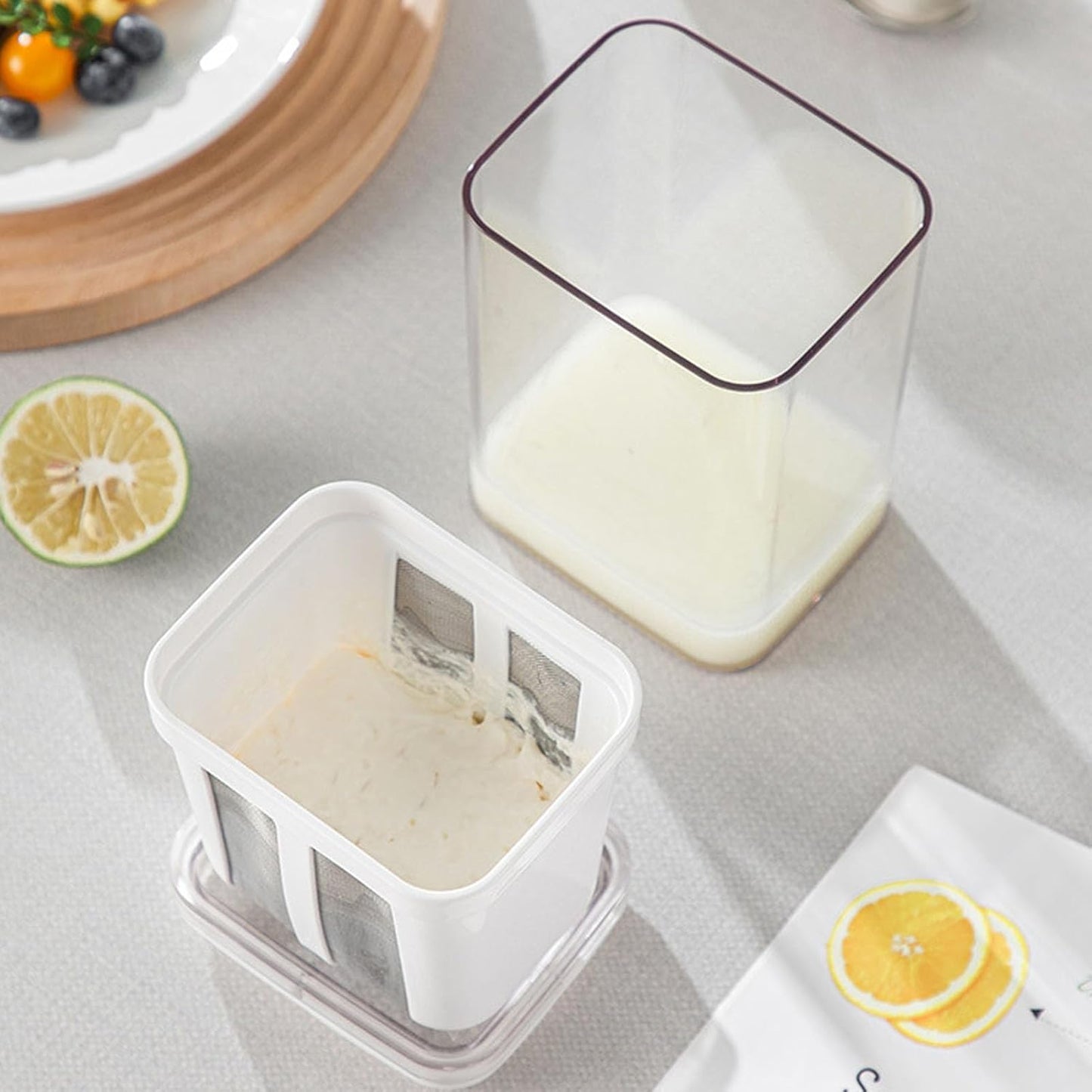 MHome Yogurt Strainer 1100ml Fine Mesh Filter for Greek Yogurt & Cheese