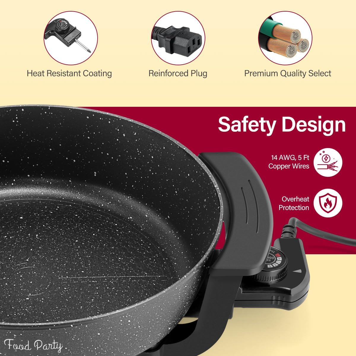 Electric Hot Pot Skillet – 6L Non-Stick Electric Cooker (220V)