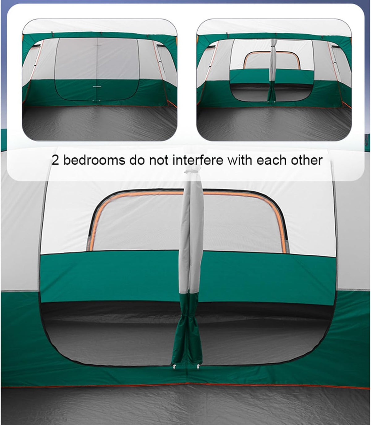 MHome 2-Room 4-6 Person Tunnel Camping Tent with Awning & Built-in Floor