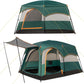 MHome 2-Room 4-6 Person Tunnel Camping Tent with Awning & Built-in Floor