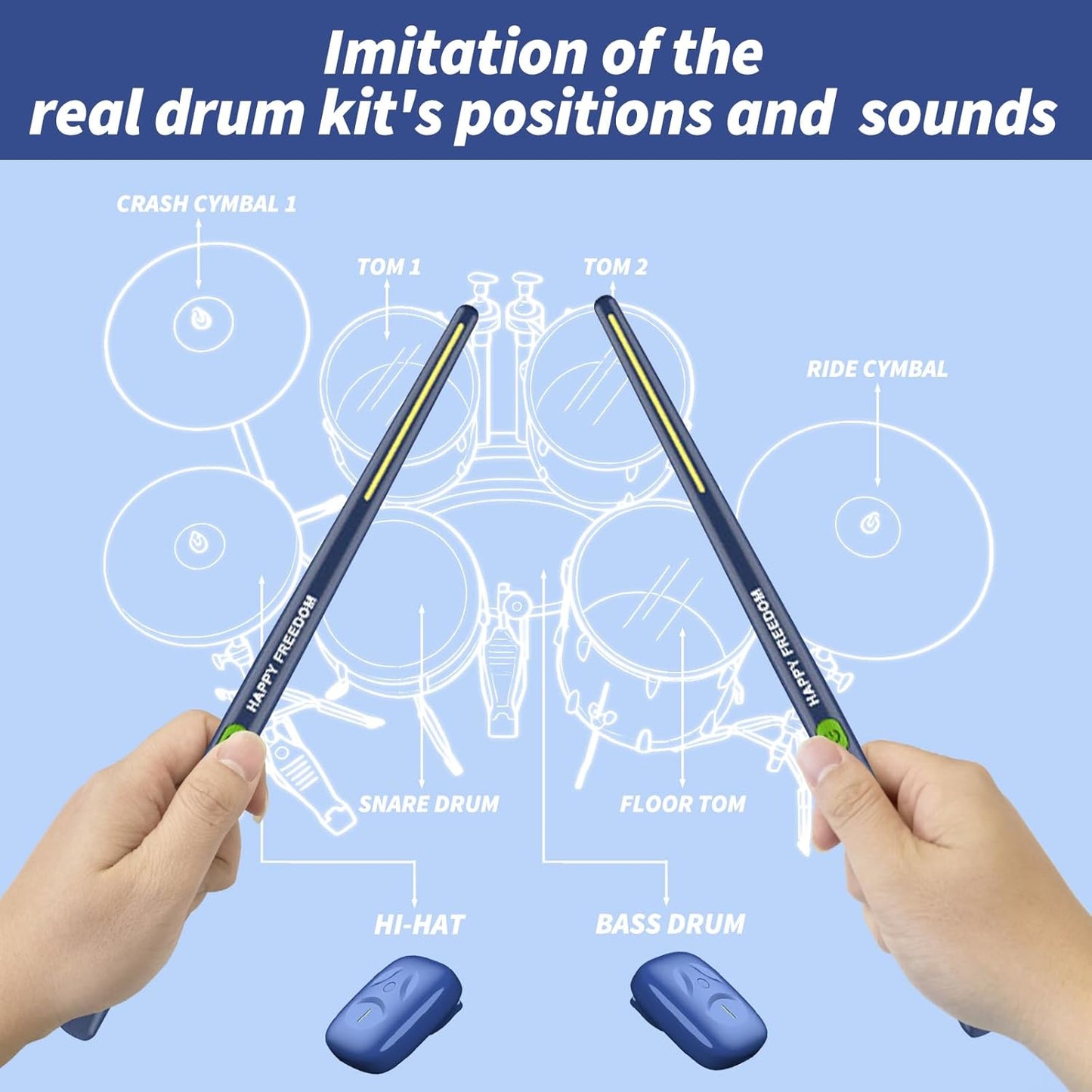 Virtual Air Electric Drumstick Kit Inc BT Speaker & Mic - Various Options