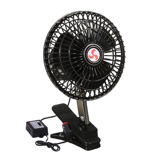 Car Cigarette Light Fan With Clip Holder 8″