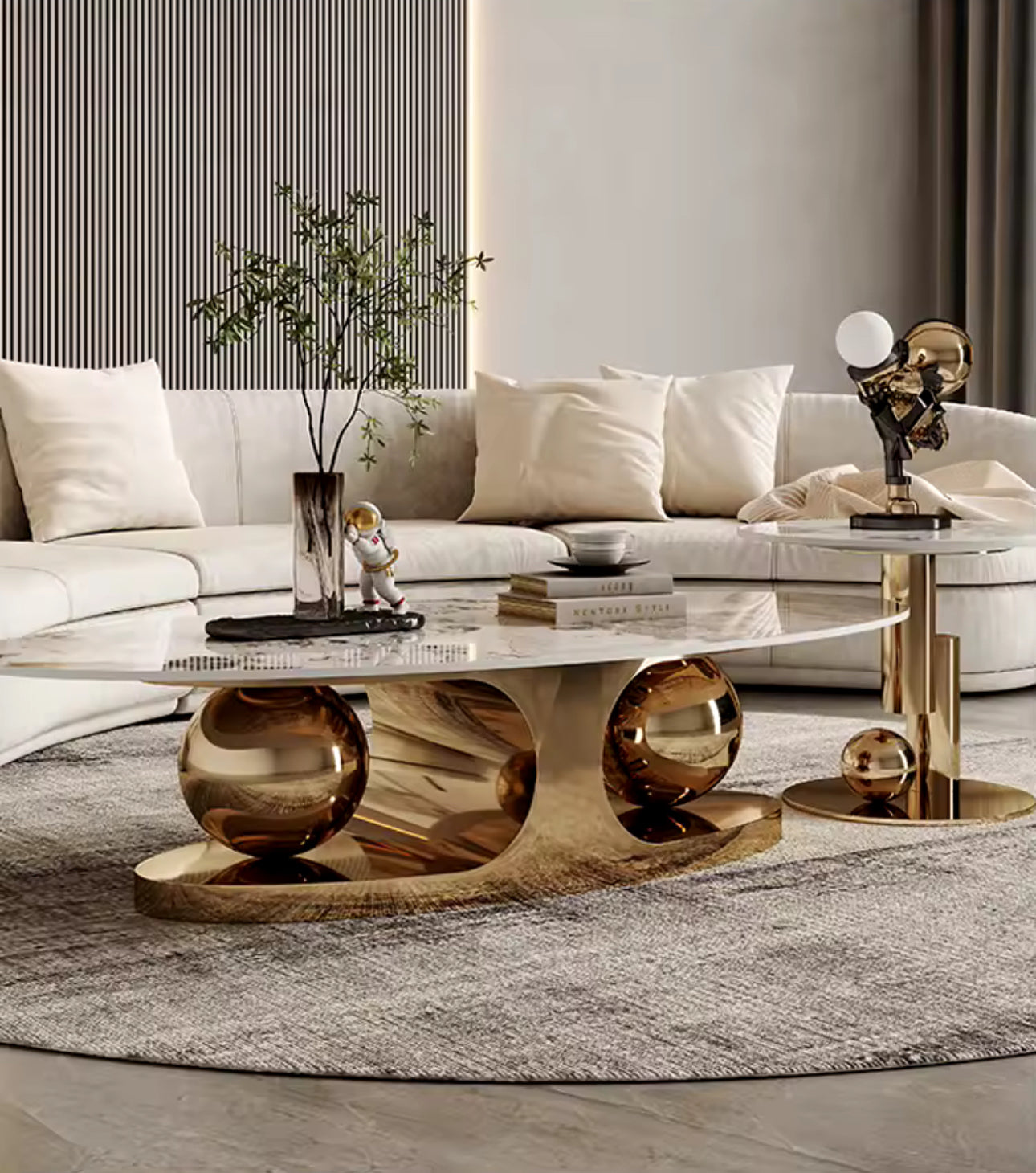 Modern Luxury Nordic Style Coffee Table Set 2pc