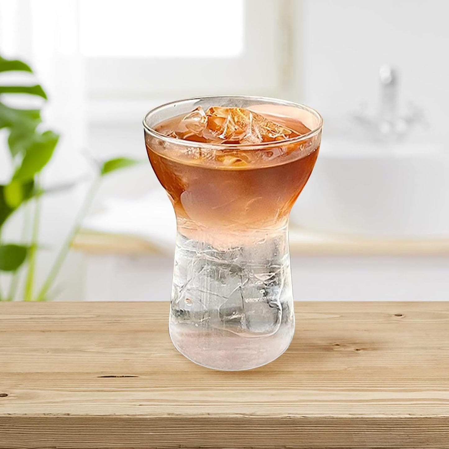 MHome Set of 2 Iced Coffee Glasses – 400ml Clear Drinking Glasses