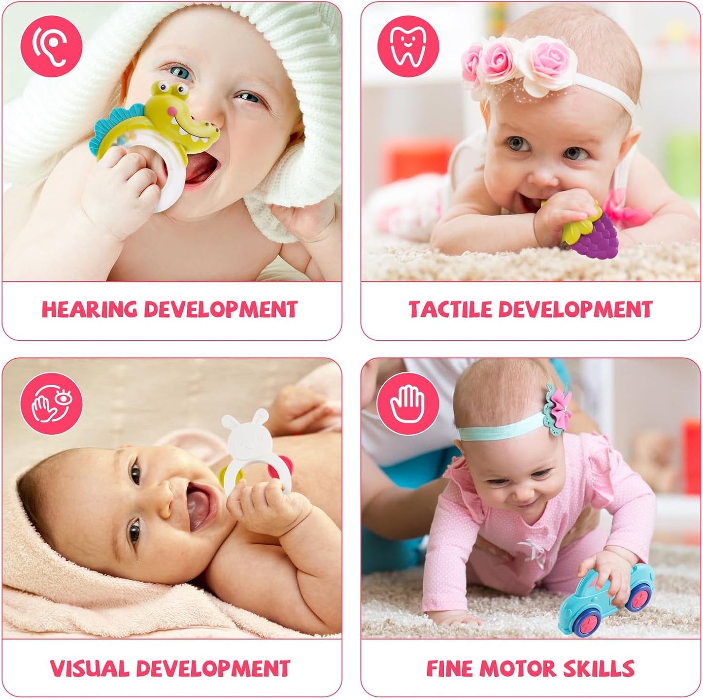 Baby Rattles & Teether Toys Set – 12 PCS Sensory Toys for Newborns (0–12 Months)