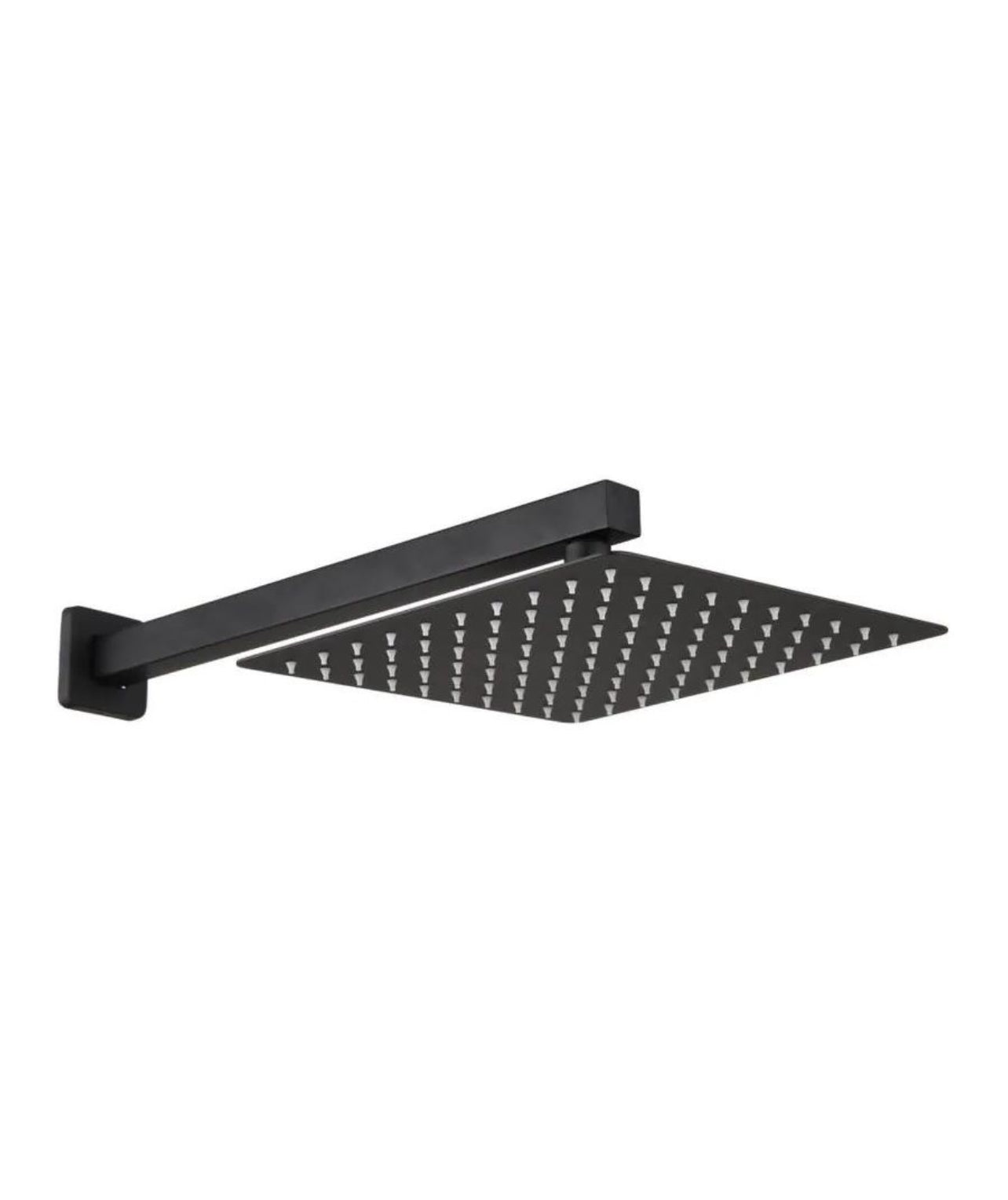 Rainfall Shower Head + Arm Matt Black 8inch Set