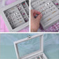 MBEAUTY Velvet Jewelry Organiser Box with Glass Lid & Adjustable Compartments