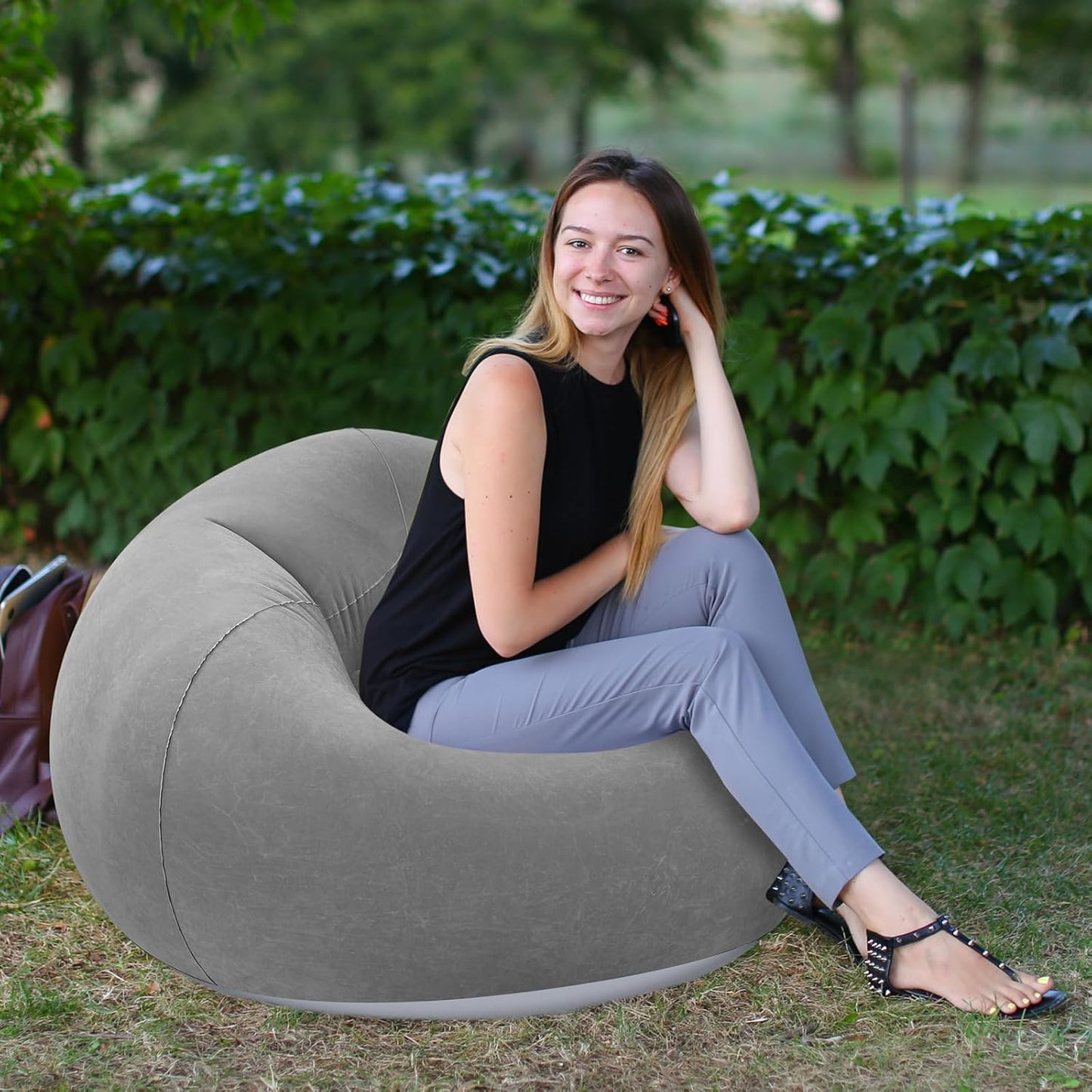MHome Comfy Inflatable Sofa Chair – Soft Flocked Lounge Seat for Home & Gaming