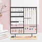 Jewelry Organizer – 5 Tier Earring Holder with 90 Holes & 2 Metal Bars | Wooden Base Display Stand