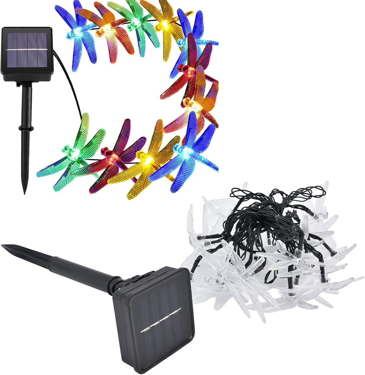 Solar Dragonfly String Lights, 5m with 20 LEDs, Multicolour Outdoor Decoration