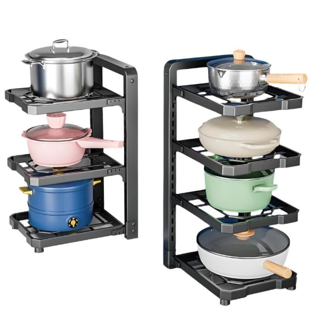 Adjustable Pot Organizer Rack 4 Layer