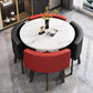 Modern Nordic Round Dining Table Set – 5pc Marble Look MDF Table with 4 PU Leather Chairs