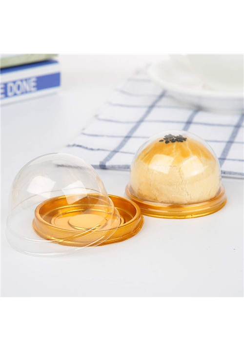 50pc Clear Plastic Gold Mini Cake Dome