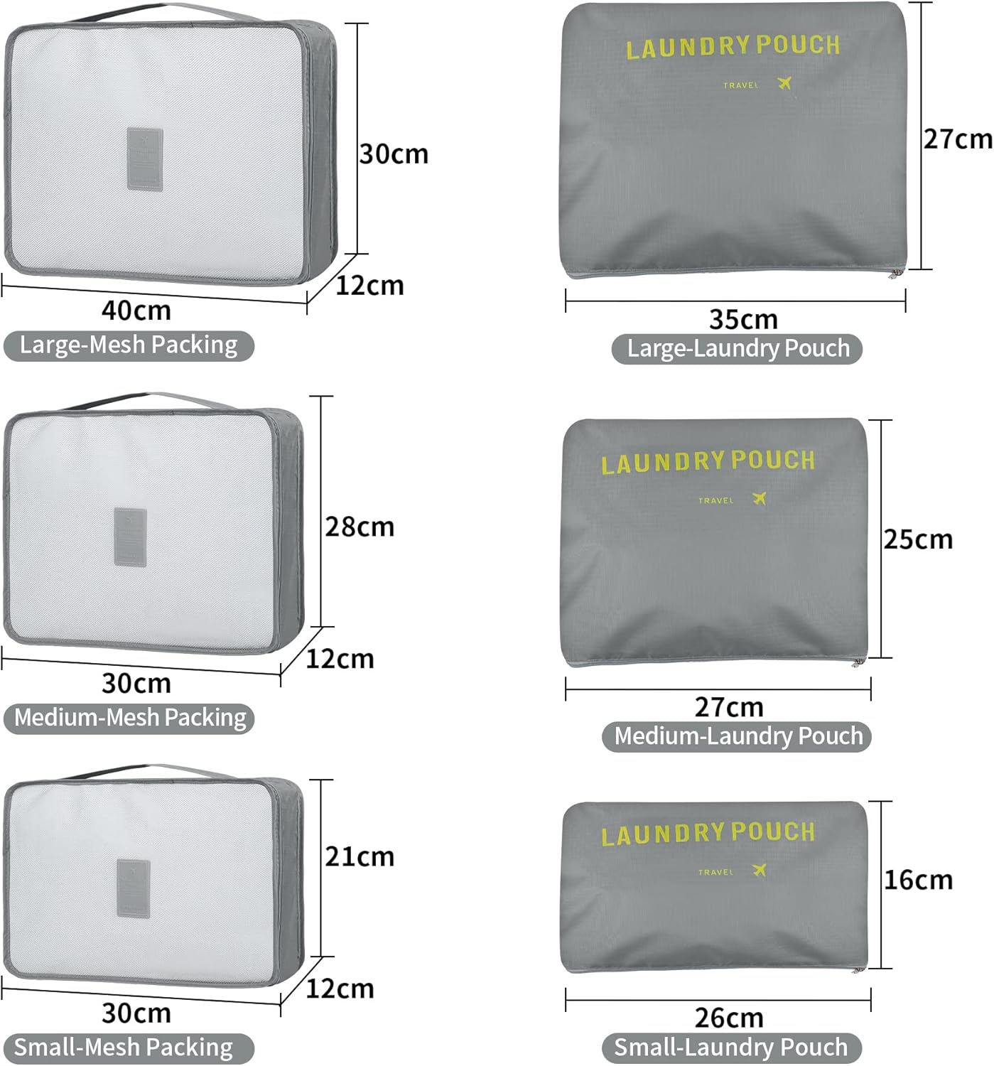 Packing Cubes for Suitcases – 6-Piece Travel Luggage Organizer Set with Laundry & Shoe Bags