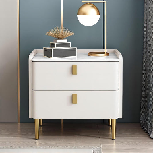MFurn Bedside Table with Storage Cabinet – Solid Wood Nightstand with 2 Drawers & Modern Design
