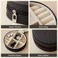 Travel Jewelry Case for Women – Small Round Faux Leather Organizer for Rings, Earrings & Necklaces