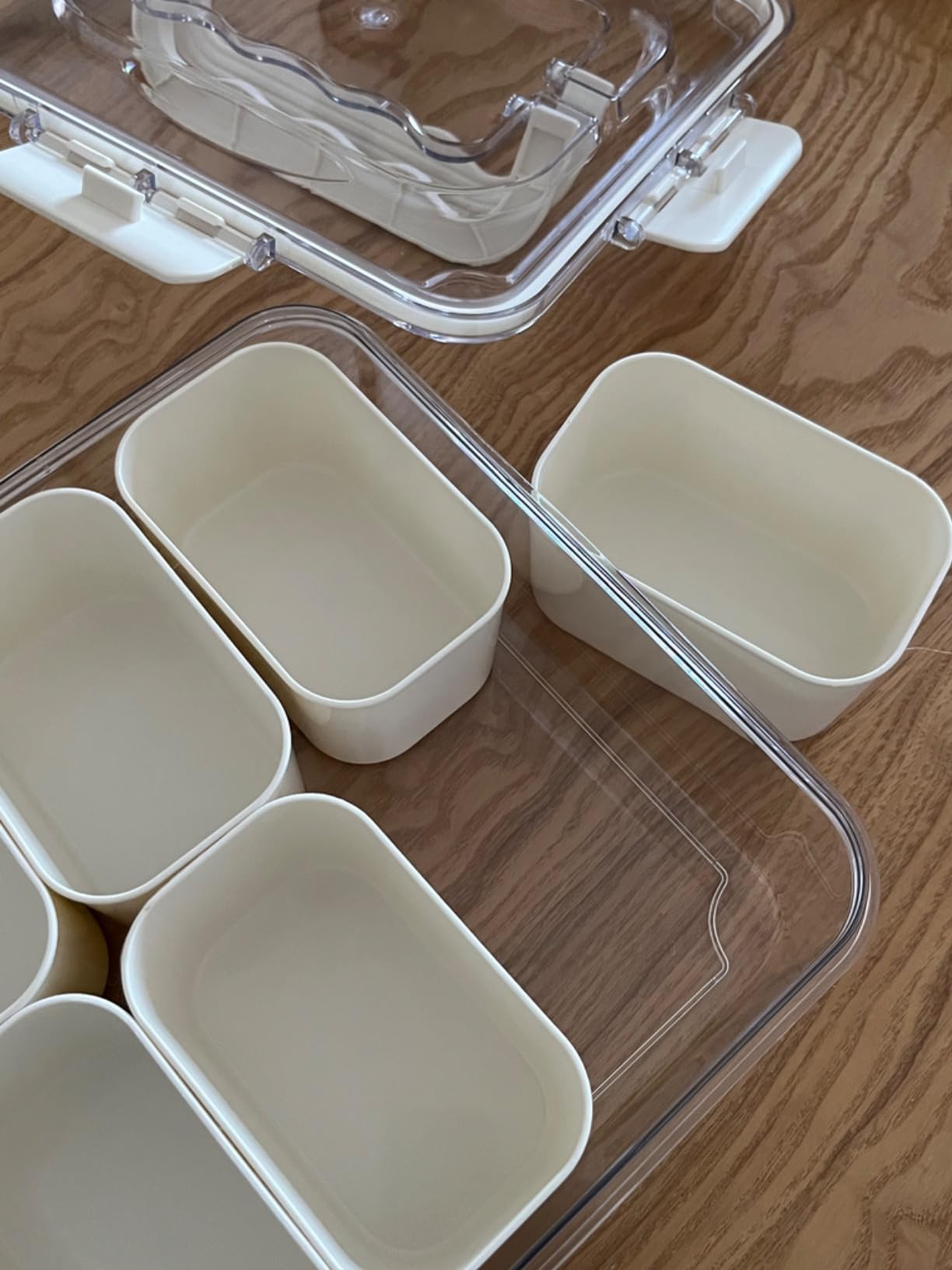 MHome 6 & 9-Compartment Divided Clear Snack Box with Lid & Handle