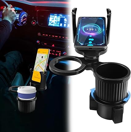 All Purpose Car Cup Holder, 2 in 1 Car Cup Holder Expander Adapter, Multifunctional Car Cup Holder, 360 Rotating Car Cup Holder