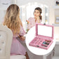 MBEAUTY Velvet Jewelry Organiser Box with Glass Lid & Adjustable Compartments