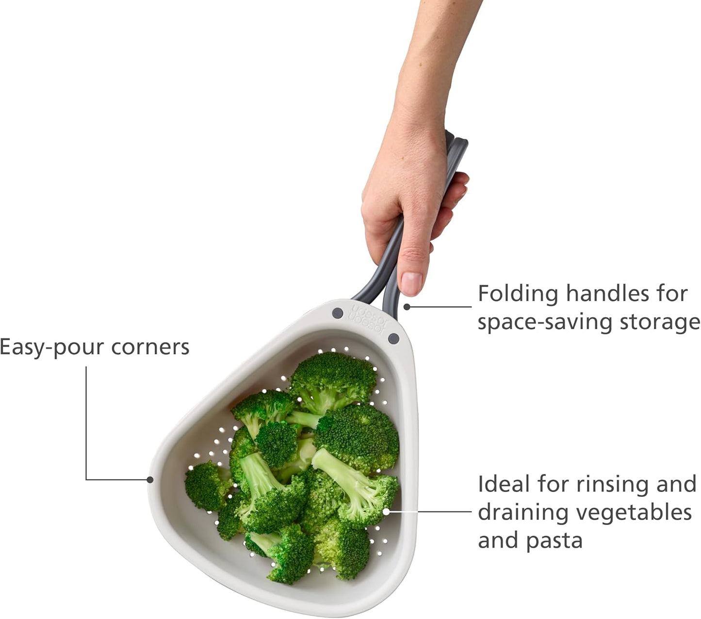 MHome Droplet Compact Colander – Folding Handles, Easy-Pour Corners
