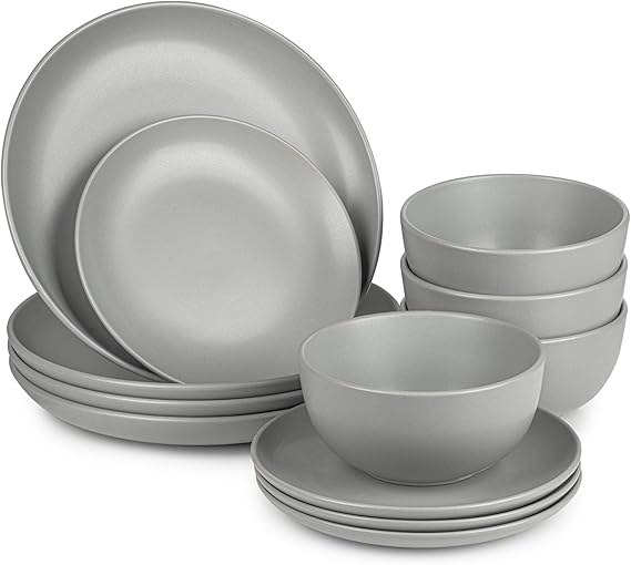 MHome 16-Piece Dinnerware Set – Microwave Safe Stoneware