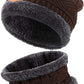 Winter Beanie Hat & Scarf Set – Thick Fleece Lined Knit Cap & Neck Warmer for Cold Weather, Unisex Fit
