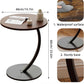 C-Shaped Wooden Side Table – Mobile Small Coffee Table with Metal Frame for Living Room or Bedroom