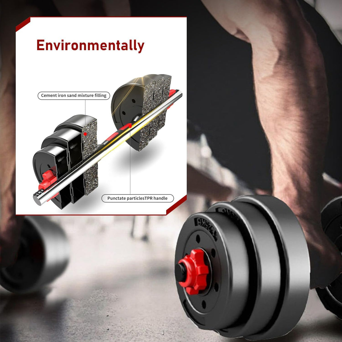 Pro-Sportz 20kg Adjustable Dumbbell and Barbell Set with Connecting Rod