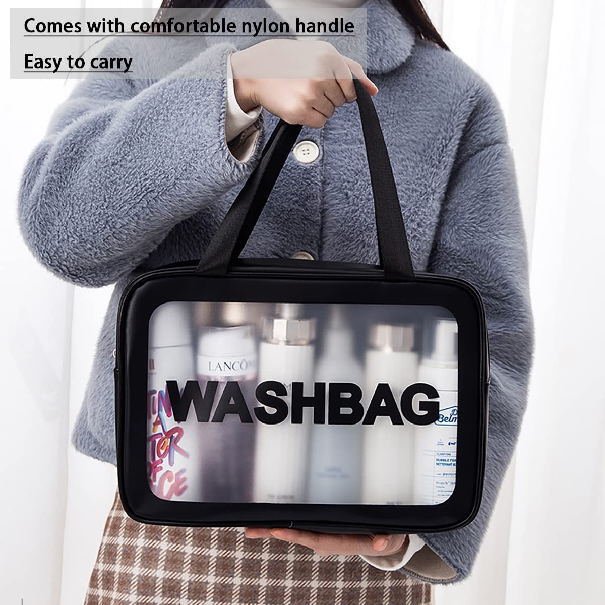 3-Piece Transparent Waterproof Toiletry & Cosmetic Travel Bag Set – Clear Zipper Organiser for Makeup & Essentials