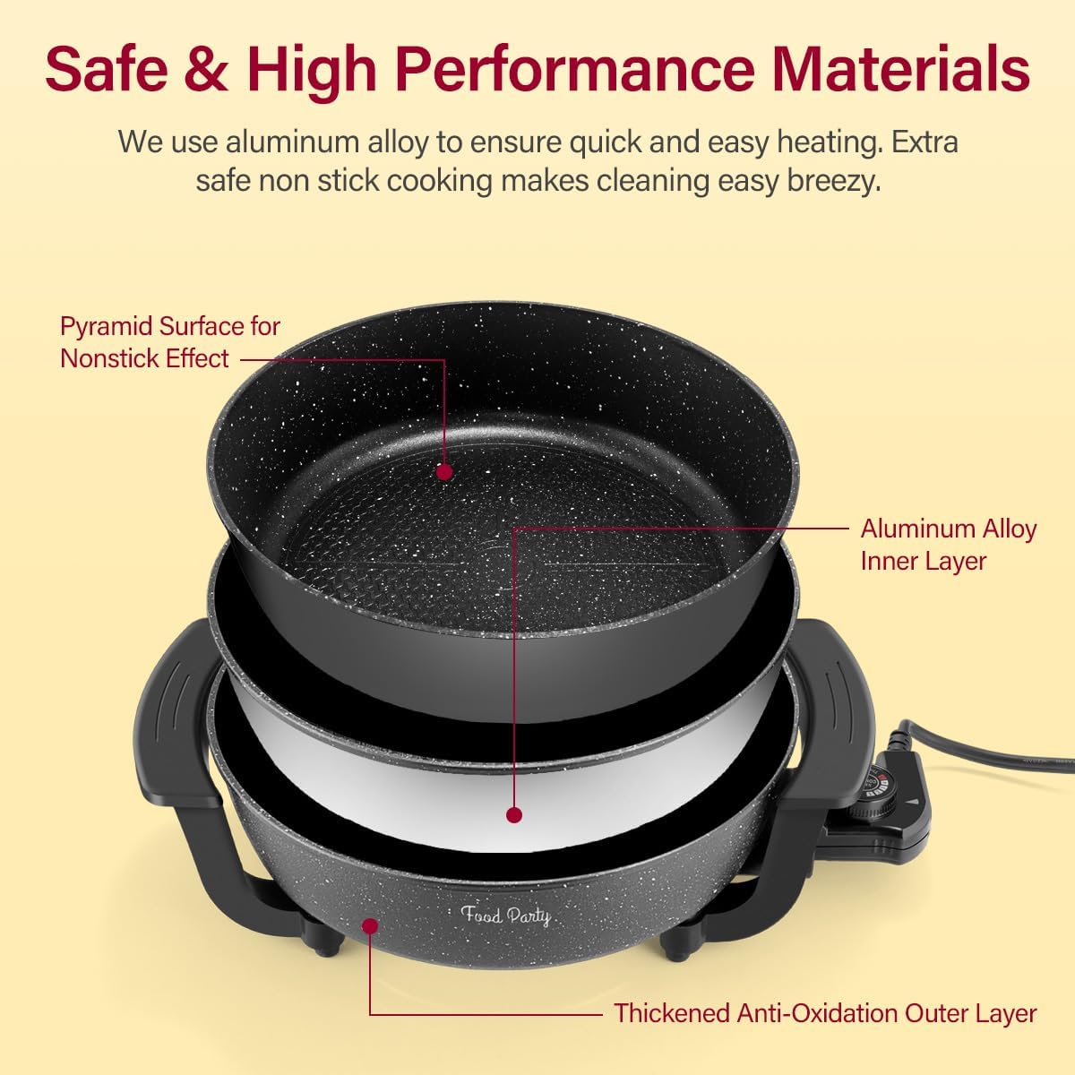 Electric Hot Pot Skillet – 6L Non-Stick Electric Cooker (220V)