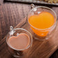 MHome Heart Shaped Double Wall Glass Coffee Mug 250ml Heat Resistant Cup