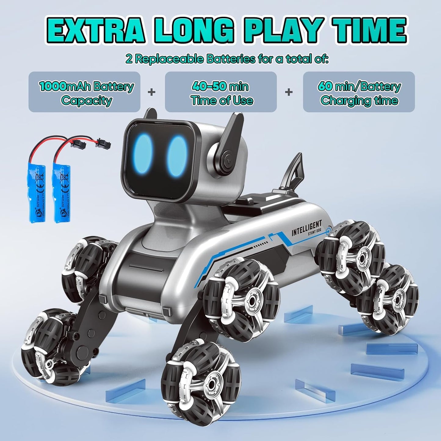 Remote Control Robot Dog Toy with Gesture Control, Lights & Music (8WD)