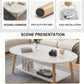 MFurn Modern Wooden Coffee Table with Storage Shelf – Oval Living Room Center Table